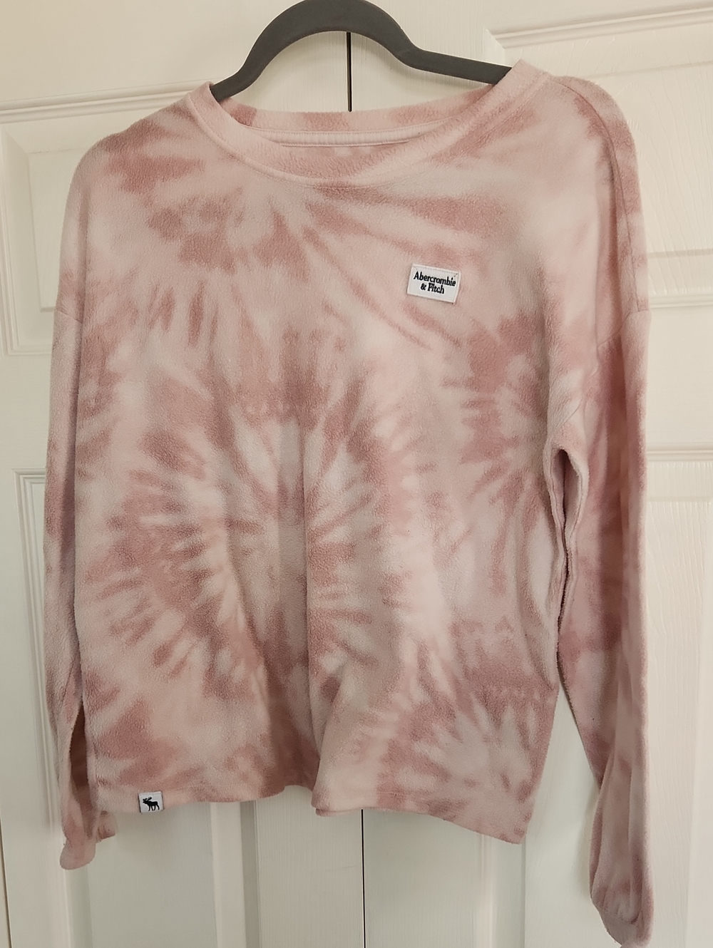 Abercrombie & Fitch Dusty Fleece Pink Tie-Dye Crewneck Sweater